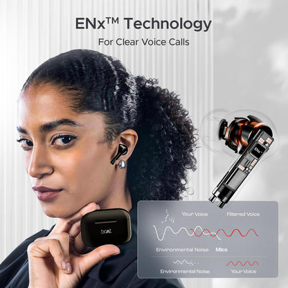 Boat Airdopes 163 in Ear Wireless Earbuds with 40 HRS Battery, Fast Charge (Active Black)