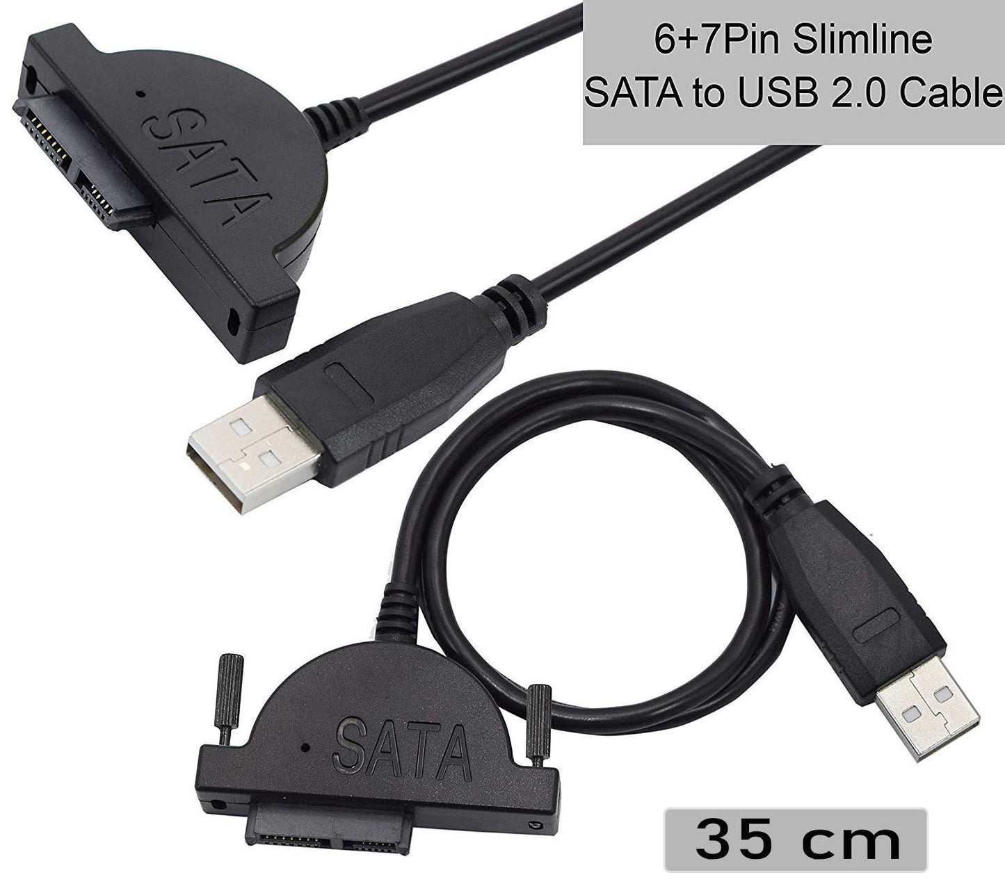 CARE CASE ® USB 2.0 to Mini Sata II 7+6 13Pin Adapter for Laptop CD/DVD ROM Slimline Drive Converter Cable (Black)
