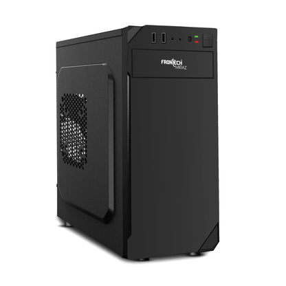 FRONTECH FLINT Silver Series Cabinet/Computer Case with HD Audio | ATX/Mini ATX Compatible | 2 Front USB - 2.0 | Ideal for Home/Office/Gaming (FT-4277, Black)