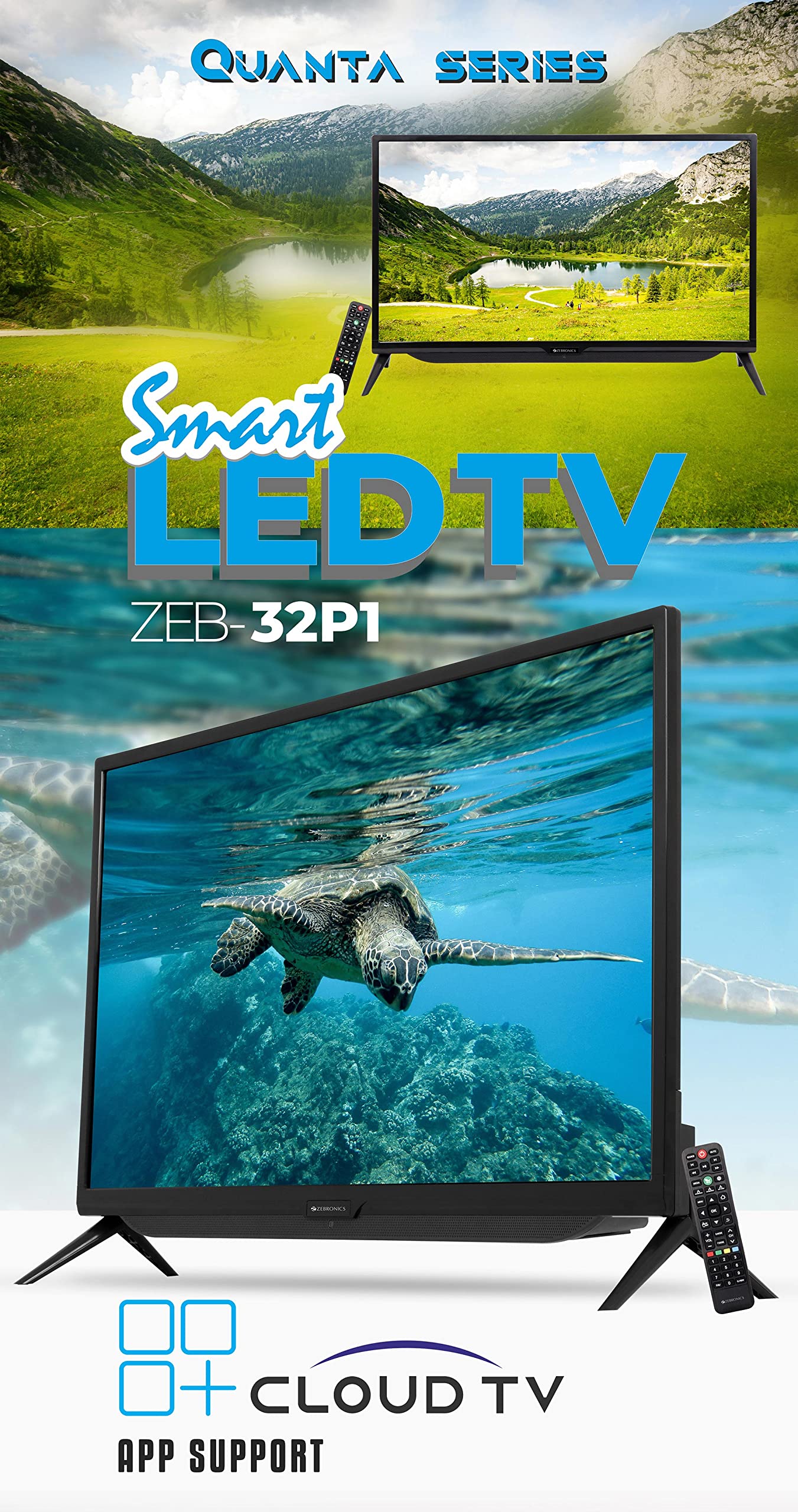 Zebronics 32P1S Smart LED TV 32" Inch with Wall Mount