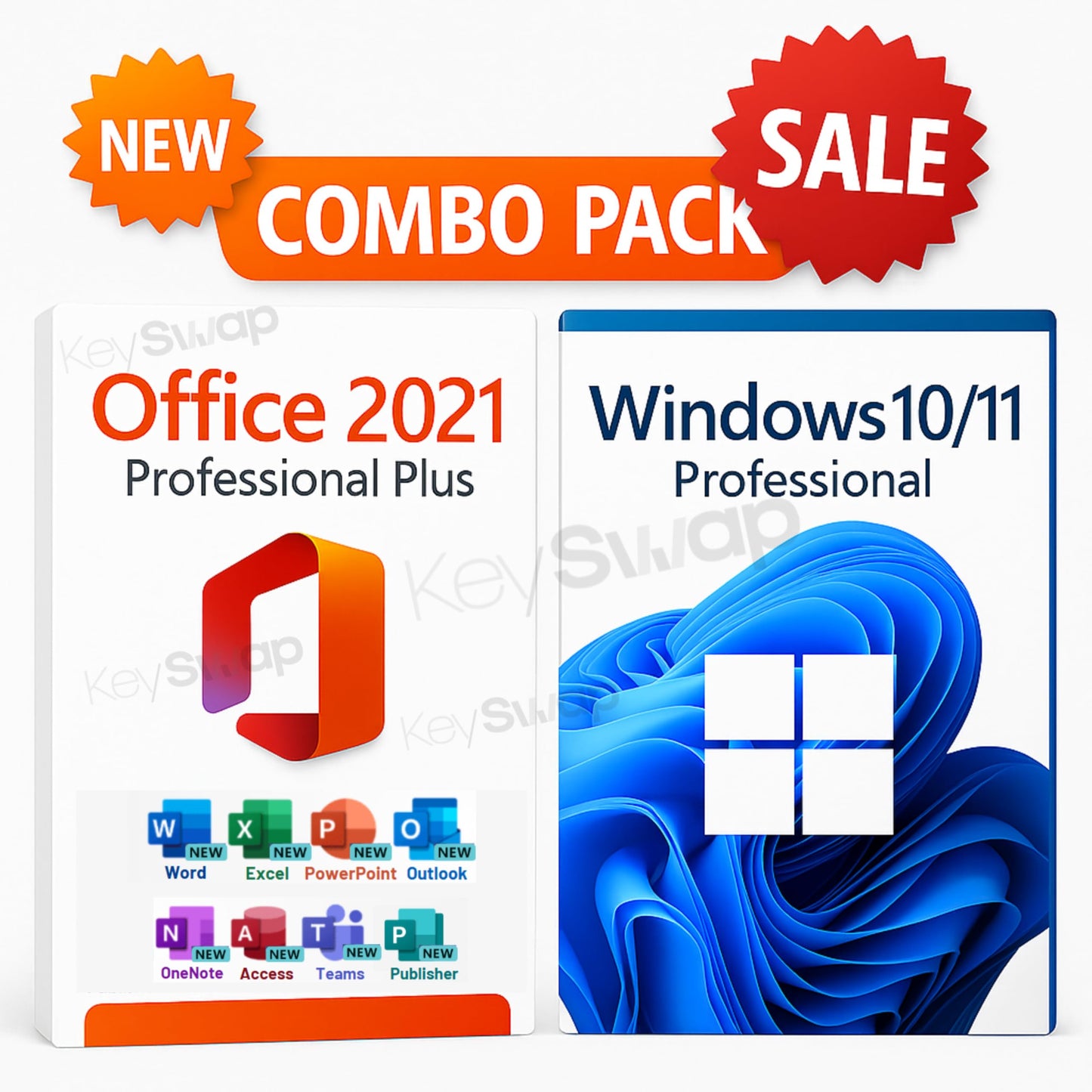 MS Professional Plus 2021 & Win 10/11 Professional COMBO PACK (Quick Delivery) (1 User, Lifetime Validity) Retail License - 32/64 Bit | 2025 Updated Edition | Unlimited Reinstallations and Regular Updates