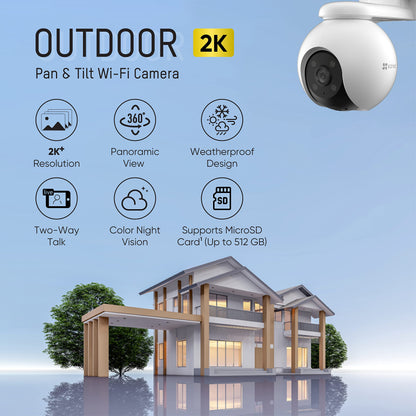 EZVIZ by Hikvision|4G Sim Based 2K Pan&Tilt Smart Outdoor WI-Fi CCTV Camera|360° Coverage|Ai Human-Vehicle Detection|Color Night Vision|Auto Tracking|Upto 512Gb Sd Card Storage|H8C-4G,White