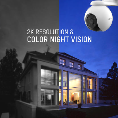 EZVIZ by Hikvision|4G Sim Based 2K Pan&Tilt Smart Outdoor WI-Fi CCTV Camera|360° Coverage|Ai Human-Vehicle Detection|Color Night Vision|Auto Tracking|Upto 512Gb Sd Card Storage|H8C-4G,White