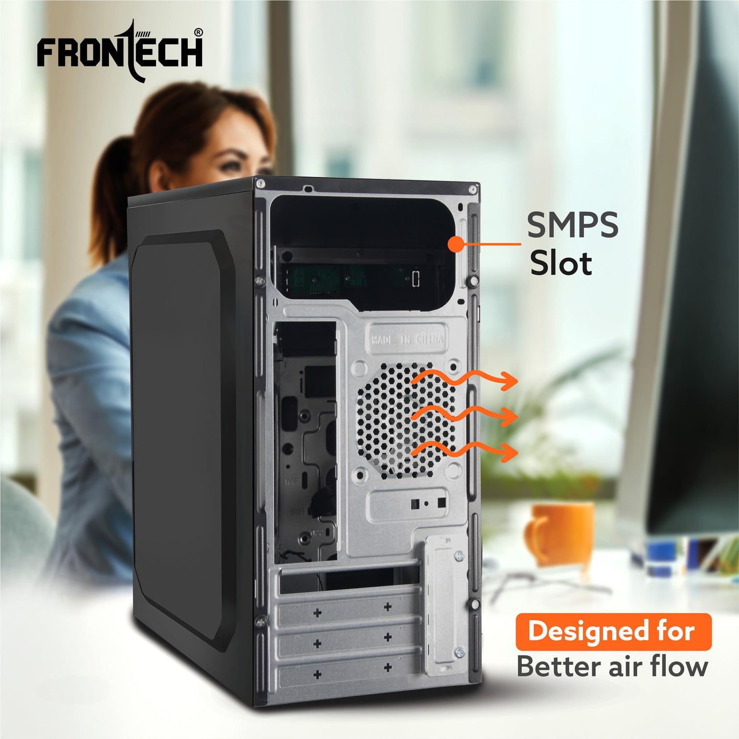 FRONTECH FLINT Silver Series Cabinet/Computer Case with HD Audio | ATX/Mini ATX Compatible | 2 Front USB - 2.0 | Ideal for Home/Office/Gaming (FT-4277, Black)