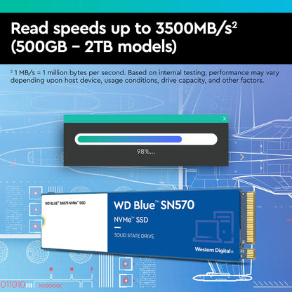 Western Digital WD Blue SN580 NVMe 1TB, Upto 4150MB/s, 5 Y Warranty, PCIe Gen 4 NVMe M.2 (2280), Internal Solid State Drive (SSD) (WDS100T3B0E)