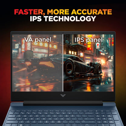 HP Victus, AMD Ryzen 9-8945HS, 8GB NVIDIA GeForce RTX 4060 AI Gaming Laptop (16GB RAM, 1TB SSD), 144Hz, IPS, 15.6"/39.6cm, FHD, Win 11, MS Office 2024, Blue, 2.29Kg, Backlit KB, fb3025AX