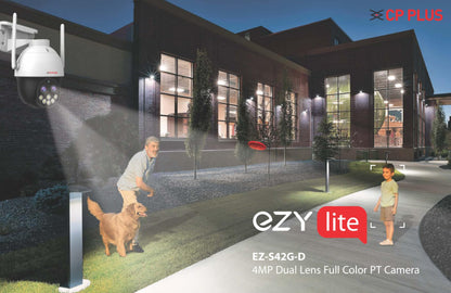 CP PLUS 4MP Dual Lense 4G SIM Supported Full Color PT Outdoor Camera | 10x Zoom Using Dual Lens | 360° View | Supports 2 Way Talk | SD Card (Upto 256 GB) | Motion Detection | EZ-S42G-D