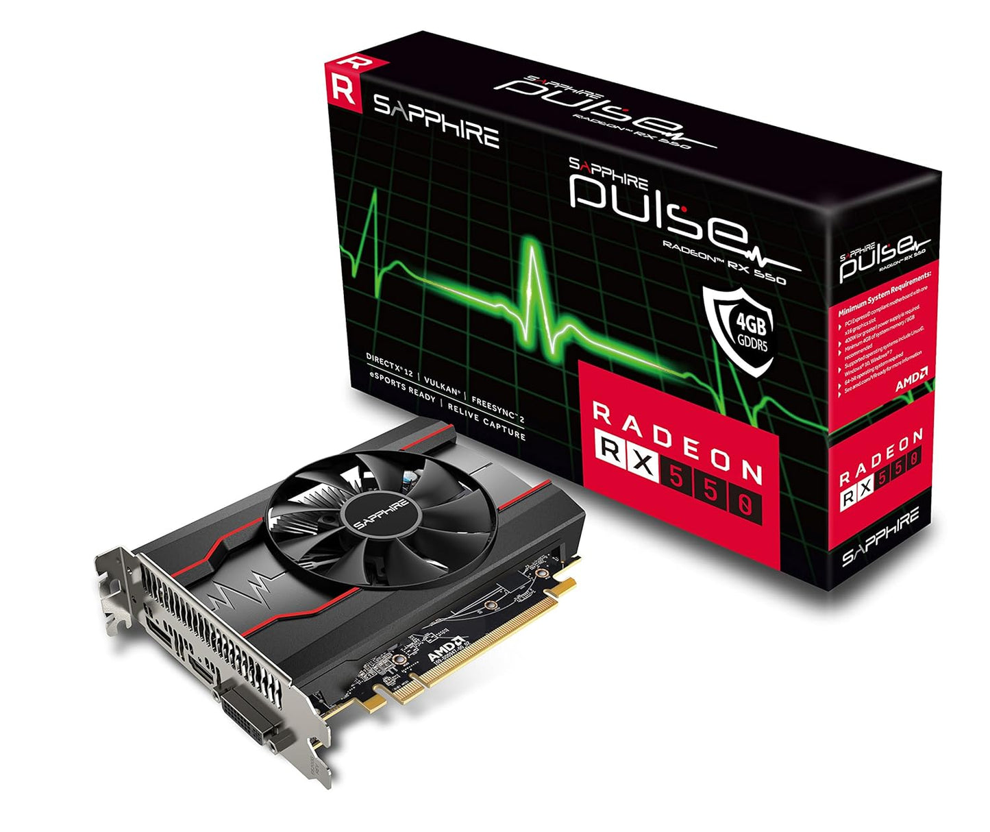 Sapphire Pulse Radeon GDDR5 pci_e RX 550 4GB HDMI/DVI-D/DP OC