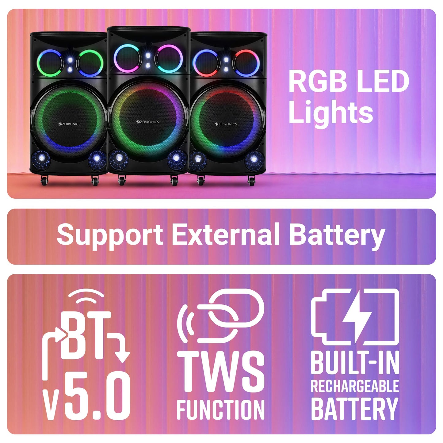ZEBRONICS GINOX Plus Party Trolley DJ Speaker