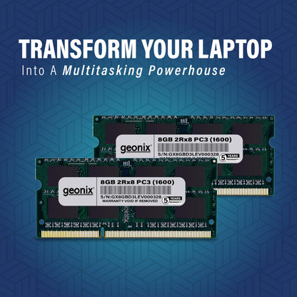 Geonix Laptop RAM, 8 GB DDR3, Frequency-1600 Mhz, (8x2) IC, 204 Pin, 5 Years Warranty