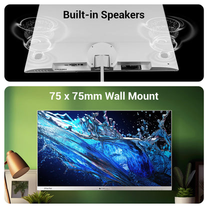 ZEBRONICS S27A 27" (68.5cm) LED Monitor, 75Hz, FHD 1920x1080, IPS Display, 1ms MPRT, 16:9 Aspect Ratio, 300Nits, 16.7M Colors, Dual Input - HDMI + VGA, Built-in Speakers, Wall Mountable