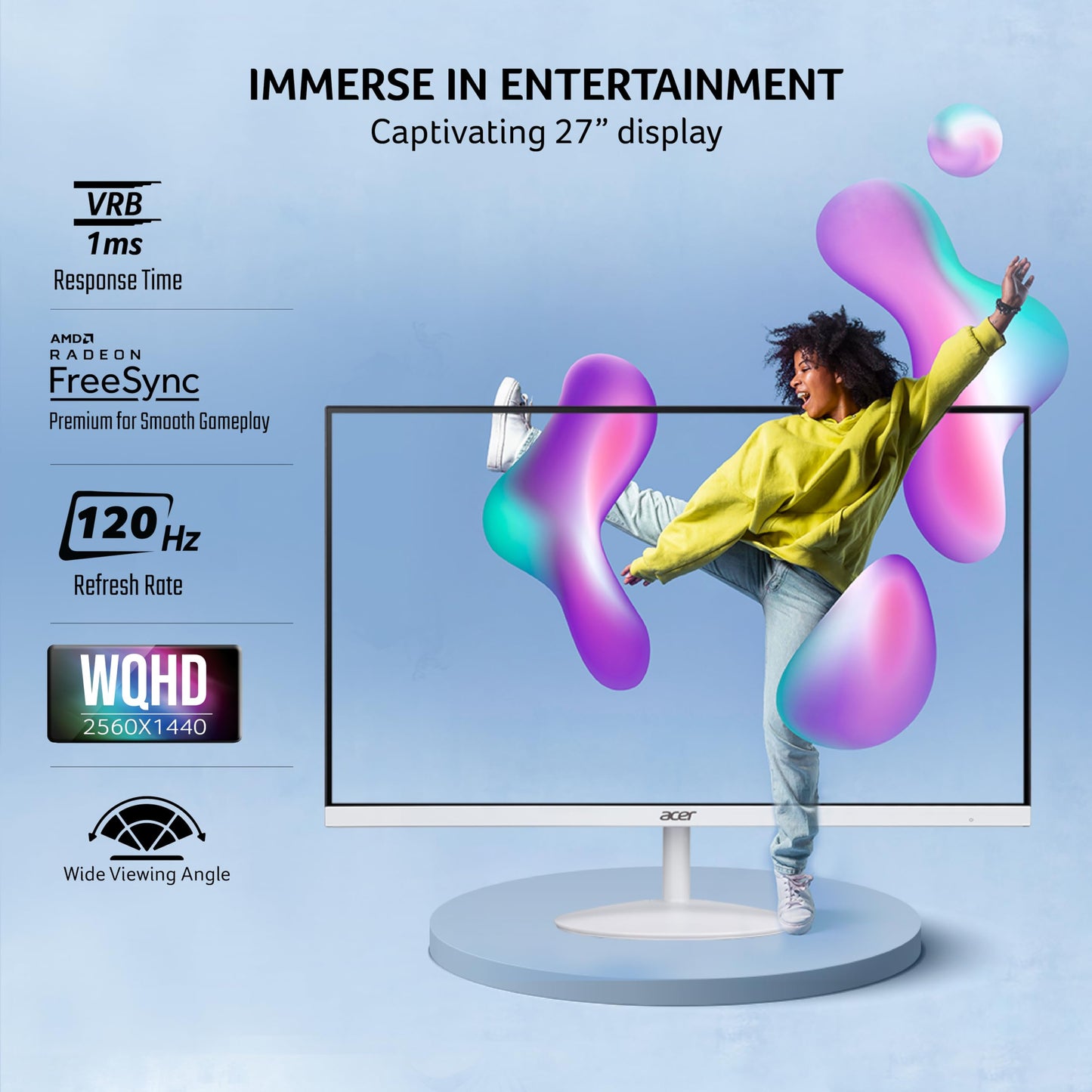 Acer SA272U G 27 Inch WQHD 2560 x 1440 IPS Backlit LED Monitor | 120Hz Refresh