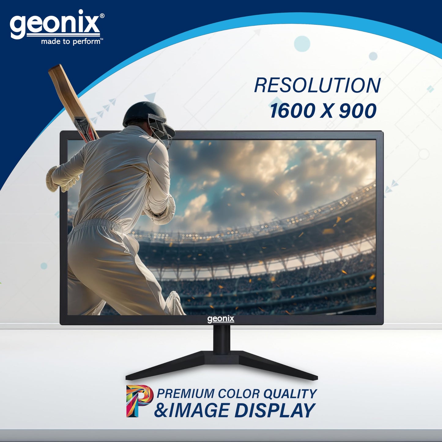 GEONIX PC Monitor (49.53 cm/19.5 Inch) | Display Output-VGA & HDMI | LED Display | Resolution 1600 x 900 | Power Consumption 21W(Max) | 3 Years Warranty