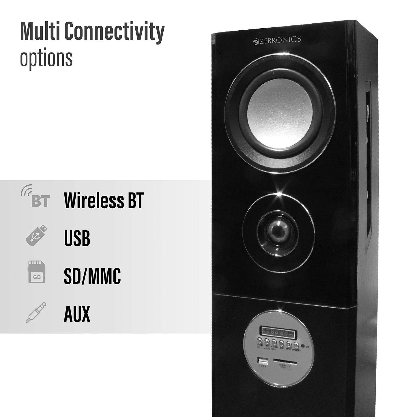 ZEBRONICS BT8500-RUCF 2.0 USB Multimedia Tower Speaker
