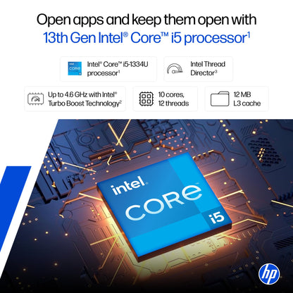 HP 15, 13th Gen Intel Core i5-1334U (16GB DDR4, 512GB SSD) Anti-Glare, Micro-Edge, 15.6''/39.6cm, FHD, Win 11, Office 24, Silver, 1.59kg, fd0467tu, Iris Xe Graphics, FHD Camera, Backlit KB Laptop