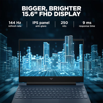 HP Victus, 12th Gen Intel Core i7-12650H,NVIDIA RTX 3050, 16GB DDR4, 512GB SSD (Win11, Office21, Blue,2.3kg) 144Hz, 9MS, IPS, 15.6-inch(39.6cm), Flicker-Free Gaming Laptop, Enhanced Cooling, fa1382TX