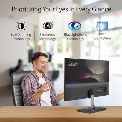 Acer RS242Y 23.8 Inch Full HD IPS Ultra-Thin (6.9mm) Backlit LED Monitor I Color Patterned Back Mood Light I Dual Glass Design, Sleek Metal Frame I 1 MS, 120Hz I 1xHDMI 1xVGA I Speakers I Eye Care
