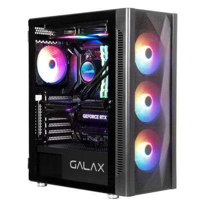 GALAX PC Case Revolution-06 (REV-06W) White Gaming Cabinet | Supports ATX, M-ATX, ITX | 4 RGB Cooling Fans | Hinged Magnetic Tempered Glass Door | Mesh Panel | Minimalist Design | Spacious Interior