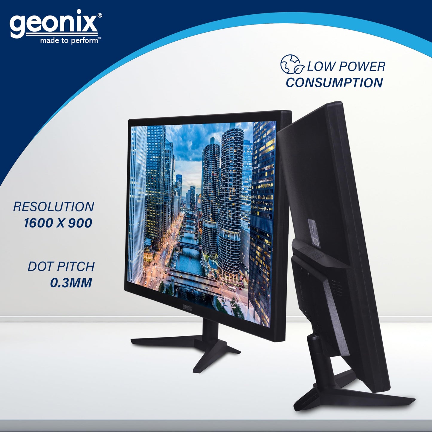 GEONIX PC Monitor (49.53 cm/19.5 Inch) | Display Output-VGA & HDMI | LED Display | Resolution 1600 x 900 | Power Consumption 21W(Max) | 3 Years Warranty