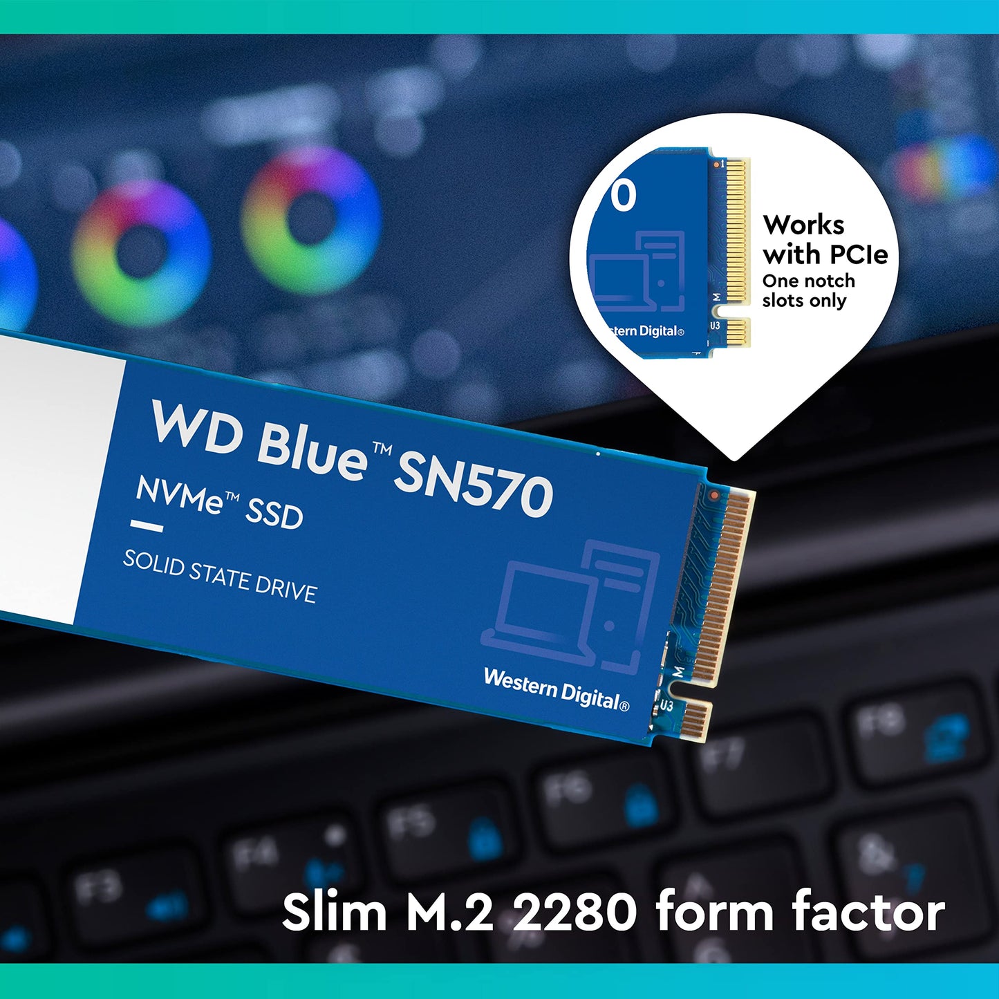 Western Digital WD Blue SN580 NVMe 1TB, Upto 4150MB/s, 5 Y Warranty, PCIe Gen 4 NVMe M.2 (2280), Internal Solid State Drive (SSD) (WDS100T3B0E)