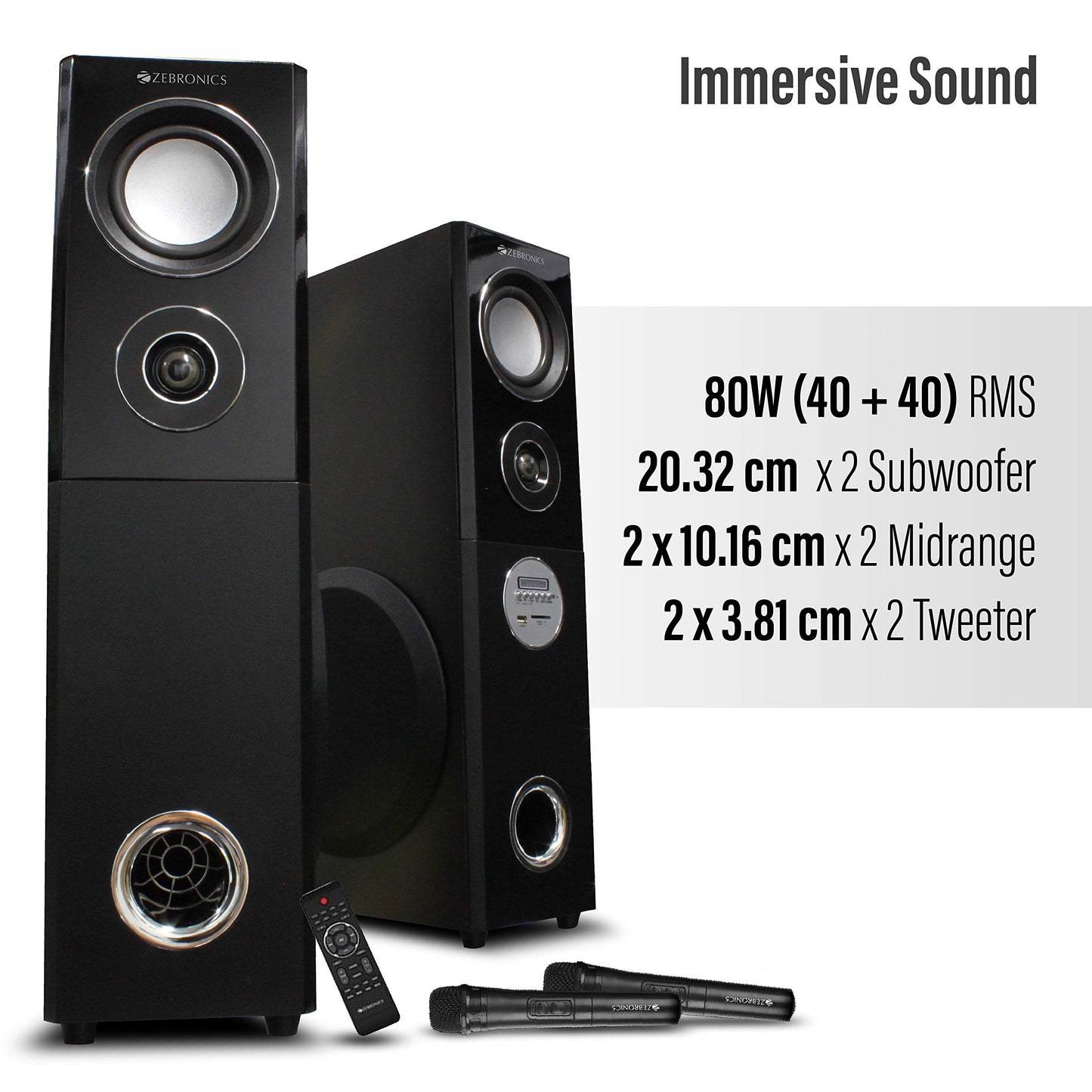 ZEBRONICS BT8500-RUCF 2.0 USB Multimedia Tower Speaker