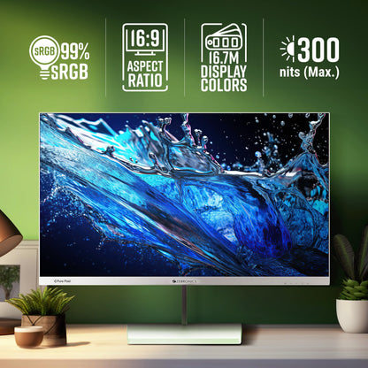 ZEBRONICS S27A 27" (68.5cm) LED Monitor, 75Hz, FHD 1920x1080, IPS Display, 1ms MPRT, 16:9 Aspect Ratio, 300Nits, 16.7M Colors, Dual Input - HDMI + VGA, Built-in Speakers, Wall Mountable