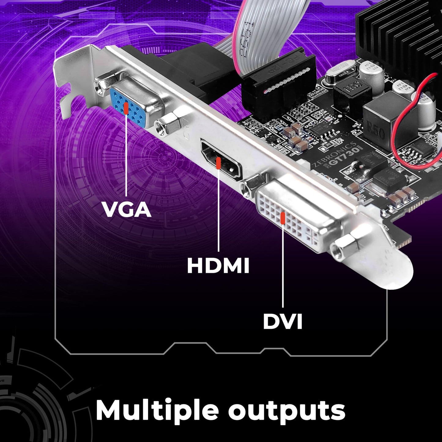 ZEBRONICS Gt610 2Gd3 with Pcie 2.0,Multiconnectivity Hdmi Dvi Vga,High Efficiency,Heatsink with Fan.,pci_e,ddr3_sdram,2 GB