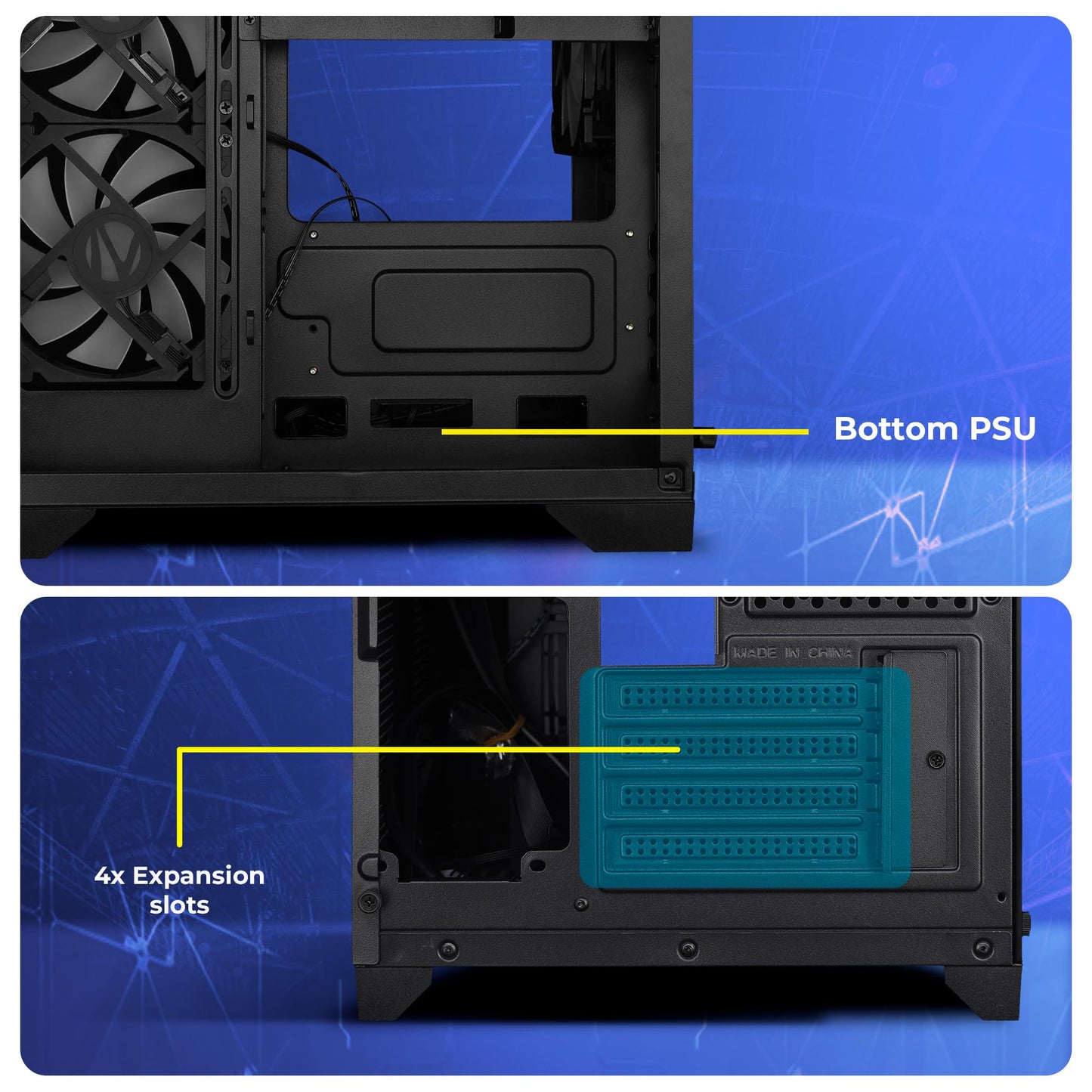 ZEBRONICS Mercury Premium Gaming Chassis with Support for mATX | Mini ITX | 240mm AIO, Dual Chamber Design, Infinity Ring ARGB Fan, Wraparound Tempered Glass (Black)