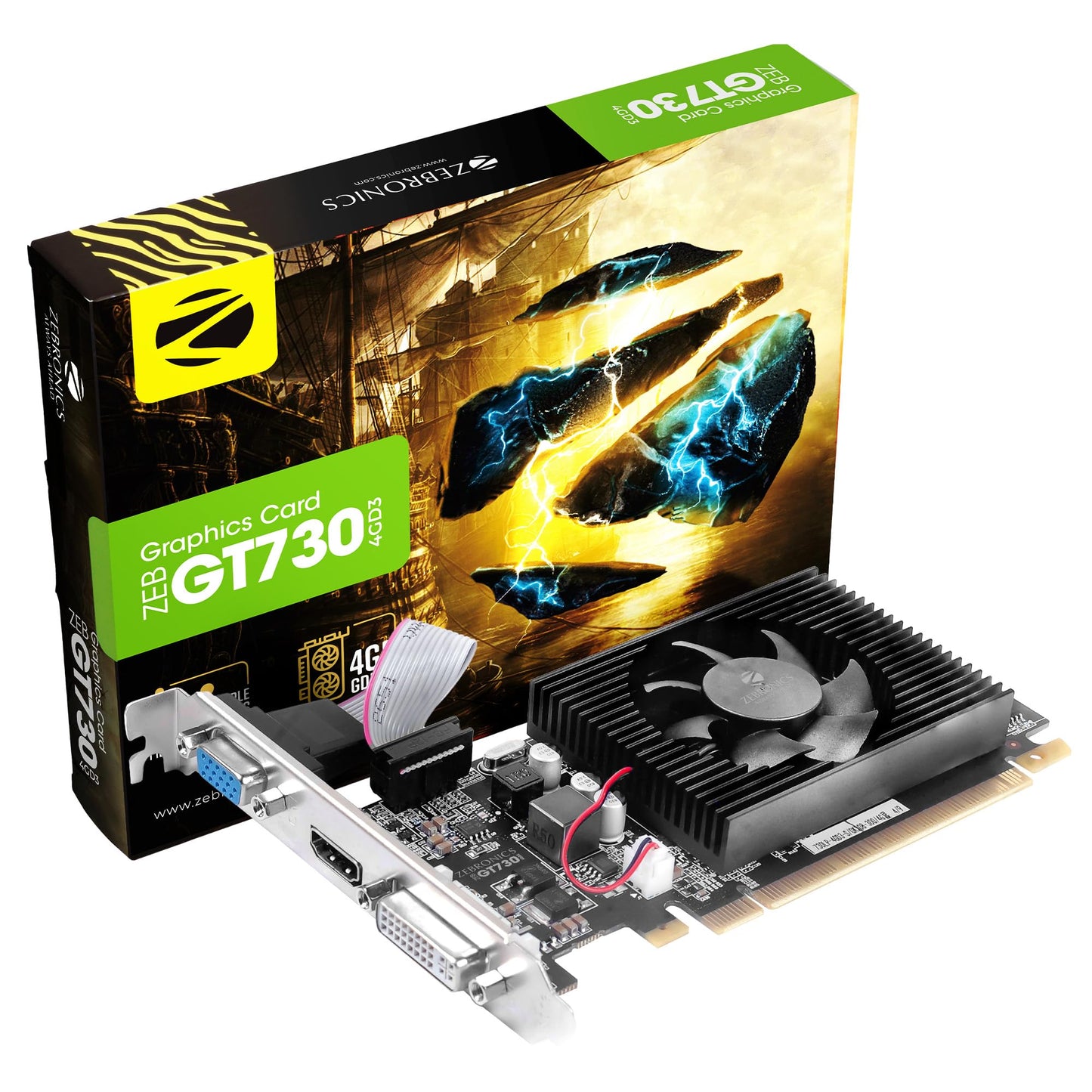 ZEBRONICS Gt610 2Gd3 with Pcie 2.0,Multiconnectivity Hdmi Dvi Vga,High Efficiency,Heatsink with Fan.,pci_e,ddr3_sdram,2 GB