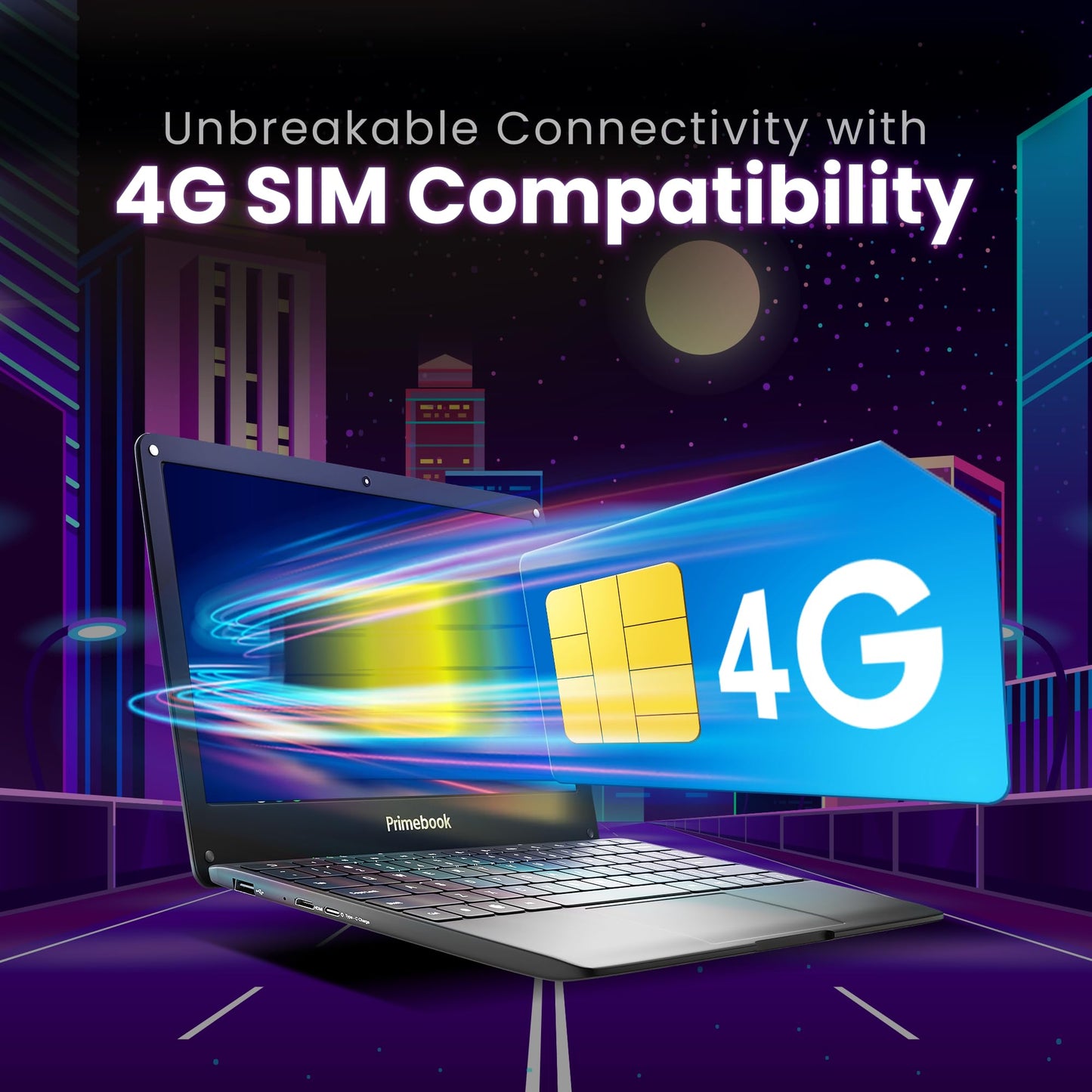 Primebook S 4G, 2025(New, WiFi+4G) Android Based MediaTek MT8788 - (PrimeOS) 4G SIM Slot, Thin and Light Laptop (11.6 Inch, 1.065 Kg, Type C, USB, HDMI, MicroSD) (4GB/128GB eMMC Storage, Black)
