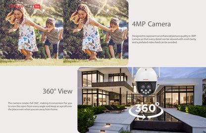 CP PLUS 4MP Dual Lense 4G SIM Supported Full Color PT Outdoor Camera | 10x Zoom Using Dual Lens | 360° View | Supports 2 Way Talk | SD Card (Upto 256 GB) | Motion Detection | EZ-S42G-D