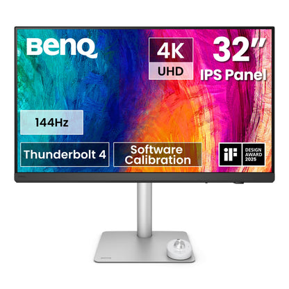 BenQ PD3226G 32” 4K UHD (3840x2160) 144Hz Monitor for Designers, IPS, 95% P3, 100% sRGB, 90W Thunderbolt 4, Software Calibration, KVM, Daisy Chain, Reflection-Free Nano Matte Panel, Height Adjustable