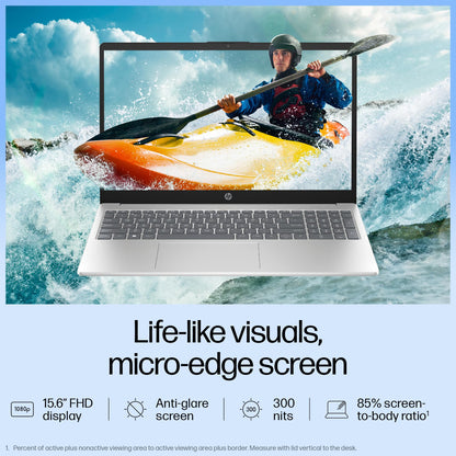 HP 15, Intel Core Ultra 5 125H Laptop (16GB DDR5,1TB SSD) IPS, Anti-Glare, Micro-Edge, 15.6''/39.6cm, FHD, Win11,M365 Basic(1yr),Office Home24,Silver,1.65kg, FHD Camera w/Shutter, Backlit, fd1255TU