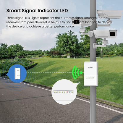 Tenda OS3 5GHz 11AC 867Mbps Long Range Smart Manage Outdoor CPE, 12dBi, 5km+|Point to Point Wireless Bridge| Four Fast Ethernet Ports | IP65 Weatherproof | 6KV Lightning Protection (White)
