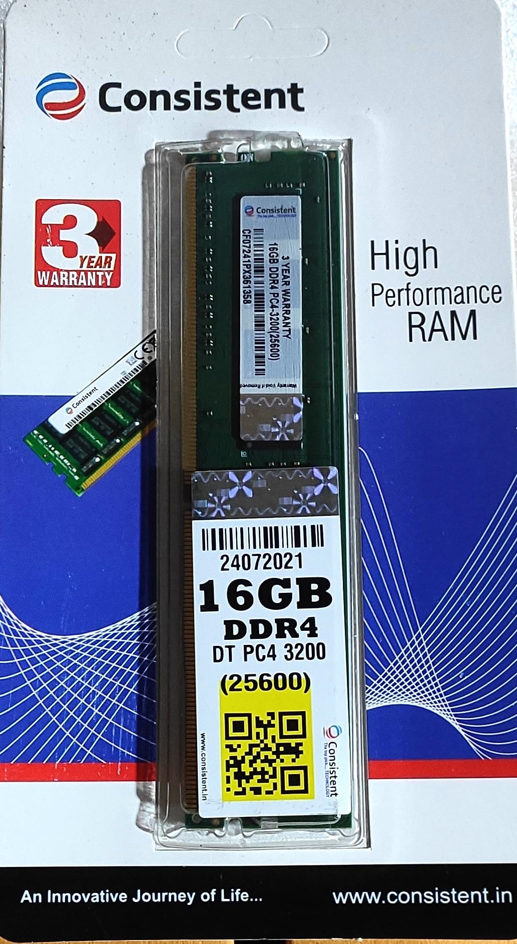 Consistent 16GB DDR4 RAM 3200Mhz Desktop RAM, Plug-and-Play, No Additional Drivers Required with 3 Year Warranty