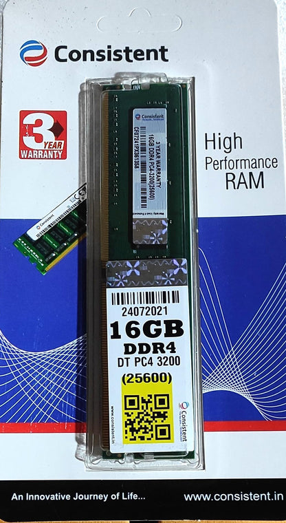 Consistent 16GB DDR4 RAM 3200Mhz Desktop RAM, Plug-and-Play, No Additional Drivers Required with 3 Year Warranty