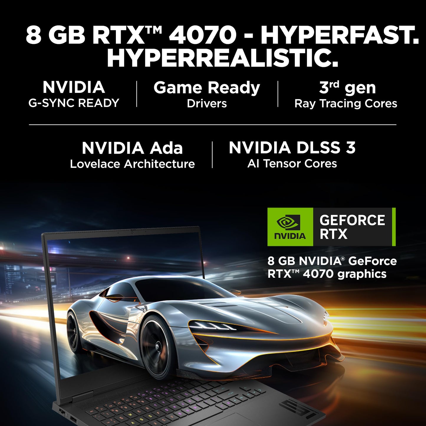 HP Smartchoice Omen, AMD Ryzen 9 7940HS, 8GB RTX 4070 AI-Powered Gaming Laptop (16GB DDR5, 1TB SSD) 165Hz, IPS, 300 nits, 16.1/40.9cm, FHD, Black, 2.38kg, RGB Backlit KB, B&O, xf0100AX