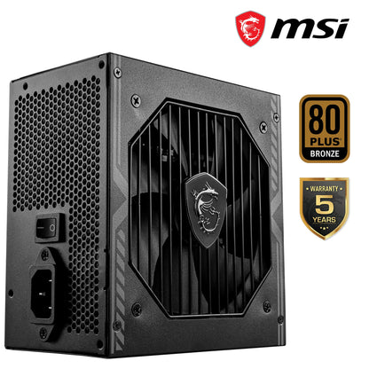 MSI MAG A650BN Power Supply Unit - 650W, 80 Plus Bronze Certified, 12V Single-Rail, DC-to-DC Circuit, 120mm Fan, Active PFC Design, Multiple Connectivity, for Gaming PC, 5-Year Warranty