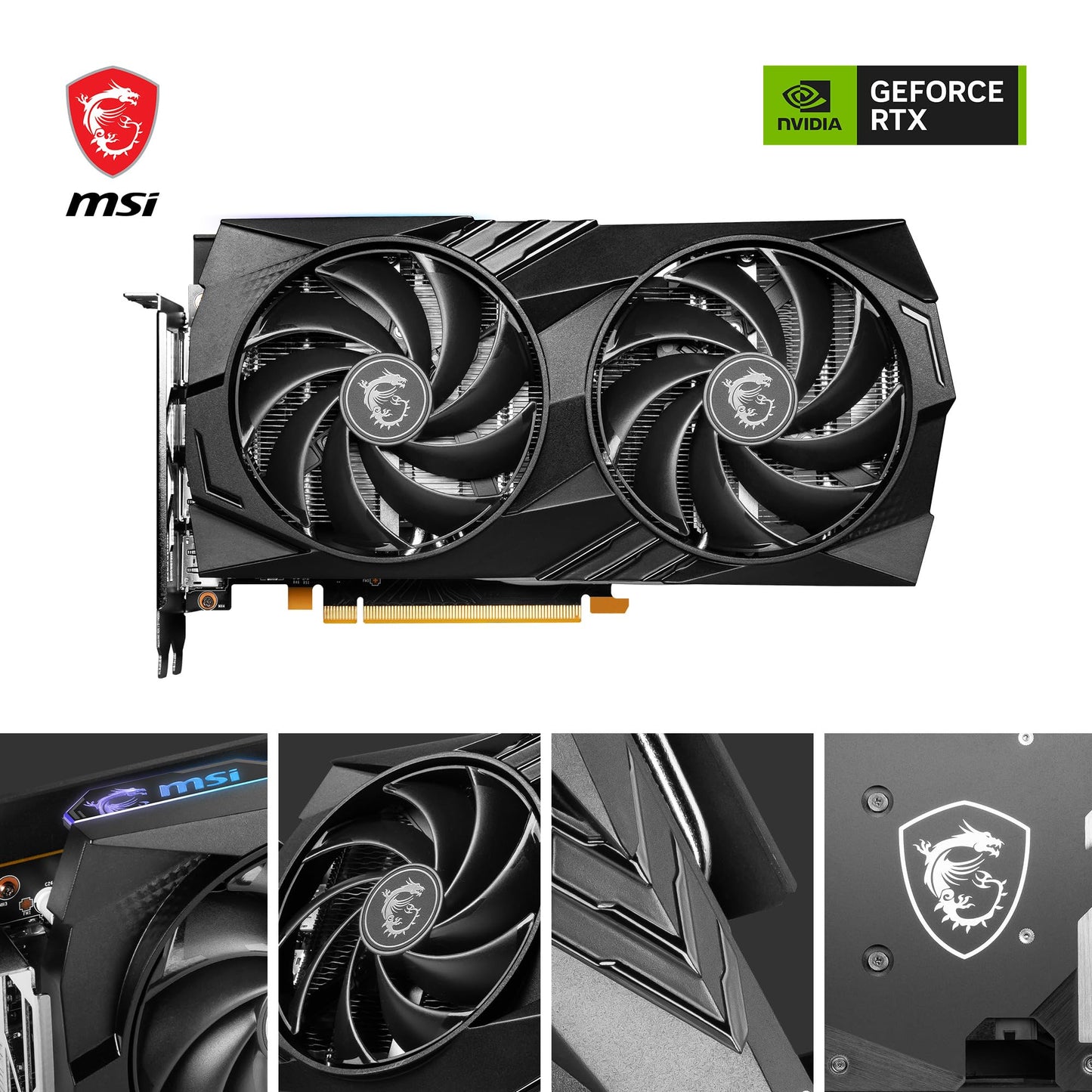 MSI Geforce RTX 4060 Ventus 2X Black 8G Oc 8Gb Gddr6 128-Bit Gaming Graphic Card, pci_e