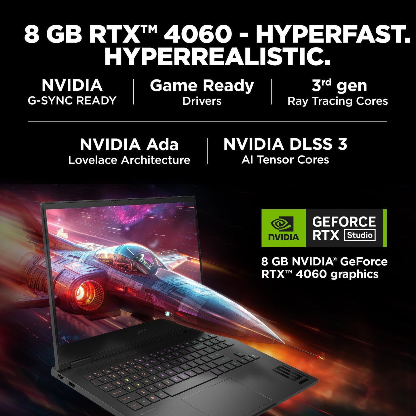 HP (Smartchoice Omen AMD Ryzen 7 7840Hs/16.1"(40.9cm) AI Gaming Laptop 7Ms Response Time(8gb RTX 4060/16GB DDR5/SSD,1TB) FHD,IPS,165Hz,300Nits(win11,Black,2.32kg),Xd0020Ax