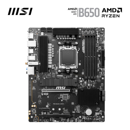 MSI PRO B650-S WiFi ProSeries Motherboard (AMD AM5, ATX, DDR5, PCIe 4.0, M.2, SATA 6Gb/s, USB 3.2 Gen 2, HDMI/DP, Wi-Fi 6E, AMD Ryzen 7000 Series Desktop Processors)