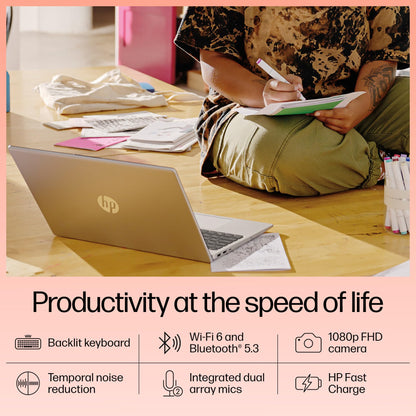 HP 15, 13th Gen Intel Core i5-1334U Laptop (8GB RAM, 512GB SSD), Anti-Glare, 15.6"/39.6cm, FHD, Win 11, MS Office 2021, Silver, 1.59Kg, Intel UHD Graphics, FHD Camera, Backlit KB, fd0220TU