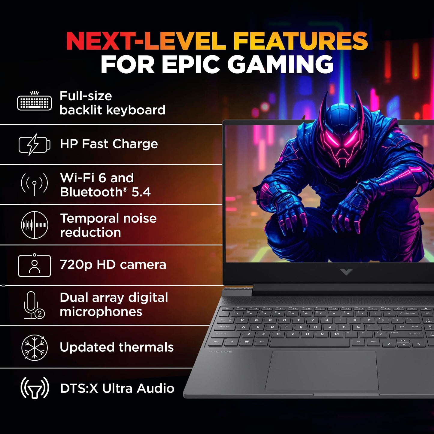 HP Victus, 13th Gen Intel Core i5-13420H, 6GB RTX 3050,16GB DDR4 Upgrade (Upto 32GB) 512GB SSD, FHD,144Hz,300 nits,IPS, 15.6''/39.6cm, Win11, M365* Office24, Mica Silver,2.3kg, fa2700TX, Gaming Laptop