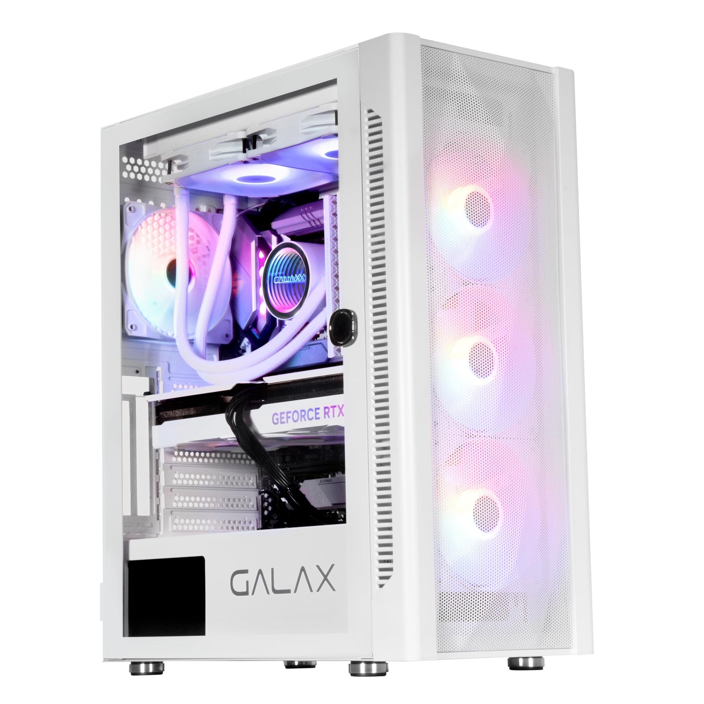 GALAX PC Case Revolution-06 (REV-06W) White Gaming Cabinet | Supports ATX, M-ATX, ITX | 4 RGB Cooling Fans | Hinged Magnetic Tempered Glass Door | Mesh Panel | Minimalist Design | Spacious Interior