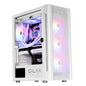 GALAX PC Case Revolution-06 (REV-06W) White Gaming Cabinet | Supports ATX, M-ATX, ITX | 4 RGB Cooling Fans | Hinged Magnetic Tempered Glass Door | Mesh Panel | Minimalist Design | Spacious Interior