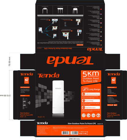 Tenda O3 2.4GHz N150 Long Range Smart Manage Outdoor CPE