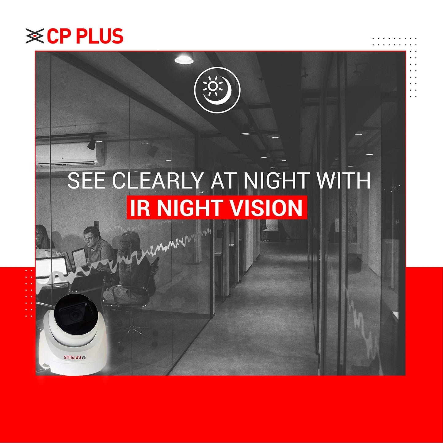 CP PLUS 5MP IR Dome Camera | 3.6mm Fixed Lens up to 20 M IR Distance | Max. 25fps@5MP (16:9 Video Output), White - CP-USC-DC51PL2-V3