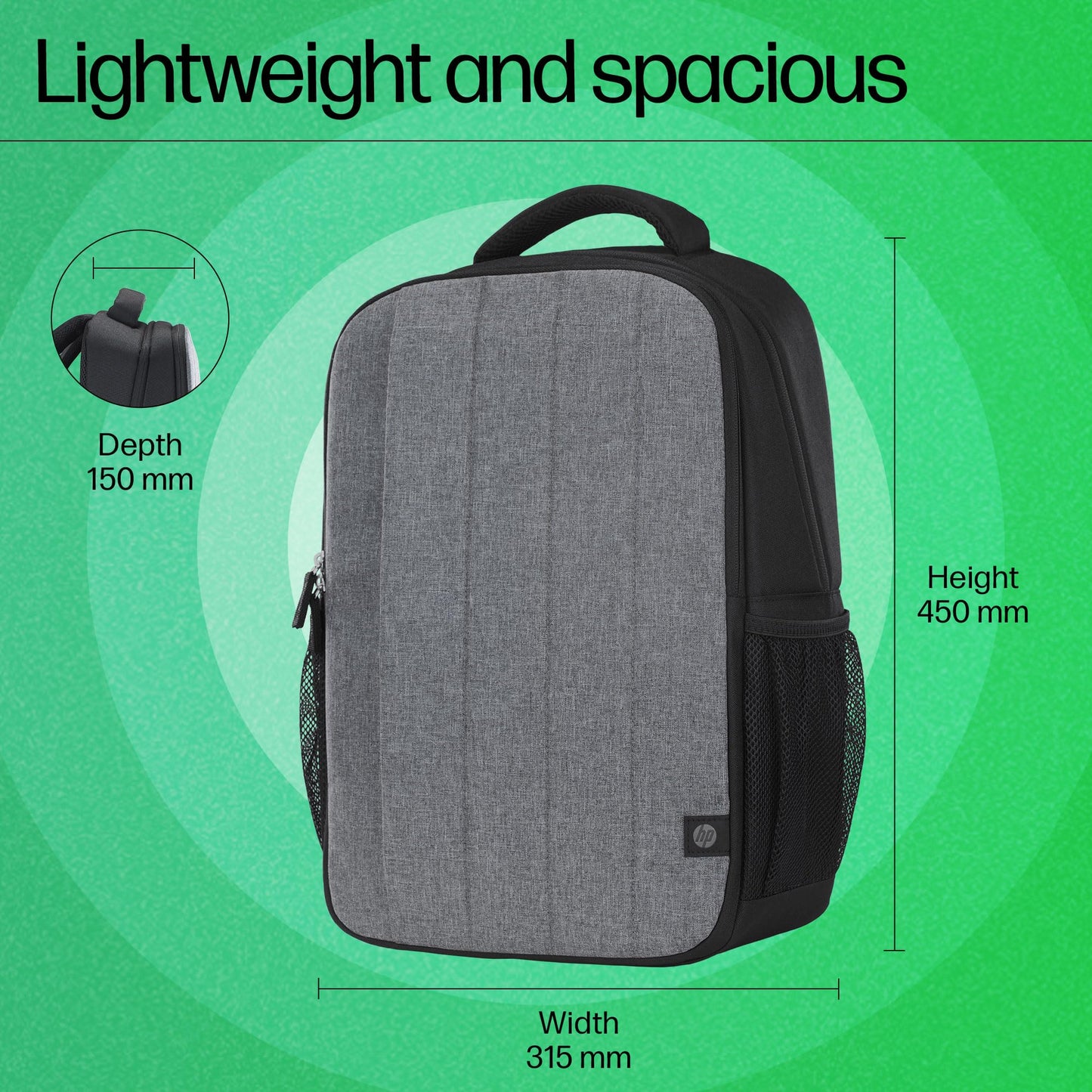 HP 330 15.6-inch Laptop Backpack/Trolley Pass-Through; Padded Back Panel; Padded air mesh Panel/Hand wash and air Dry/1 Year Limited Warranty (793A7AA)