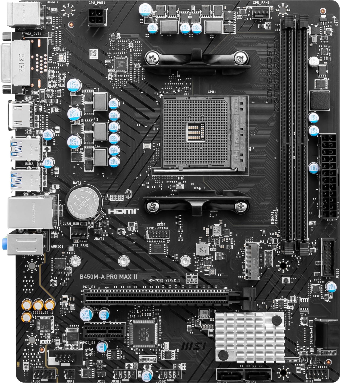 MSI B450M-A PRO MAX II Motherboard, Micro-ATX, AM4 DDR4 USB 3.2 Gen 1 HDMI