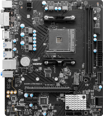 MSI B450M-A PRO MAX II Motherboard, Micro-ATX, AM4 DDR4 USB 3.2 Gen 1 HDMI